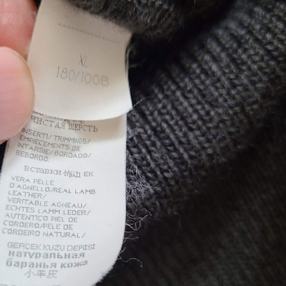 Amerigo Vespucci Made in Italy Pure Wool Leather Trimmed 1/4 Zip Sweater XL - Picture 13 of 14